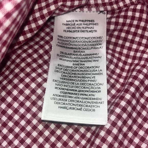 Ralph Lauren Check Gingham Slim Fit Oxford Shirt Button Down Red White Medium - Picture 10 of 10